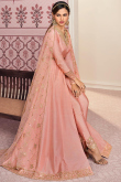 Salmon Peach Silk Front Slit Anarkali Suit