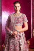 Salmon Pink Dori Embroidered Net Bridesmaid Lehenga 