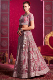 Salmon Pink Dori Embroidered Net Bridesmaid Lehenga 