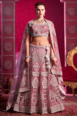Salmon Pink Dori Embroidered Net Bridesmaid Lehenga 