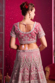 Salmon Pink Dori Embroidered Net Bridesmaid Lehenga 
