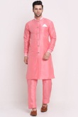 Salmon Pink Dupion Silk Men's Kurta Pajama