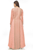 Salmon Pink Georgette Faux Mirror Embroidered Lehenga 