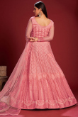 Salmon Pink Net A Line Lehenga