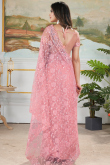 Salmon Pink Net Embroidered Fancy Saree 