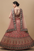 Salmon Pink Silk Printed Lehenga