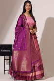 Salmon Pink Silk Woven Zari Flared Style Lehenga