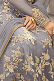 Davy's grey Net Embroidered Anarkali Gown