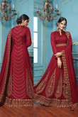 Luxurious Barn Red Georgette Anarkali suit With Resham Work