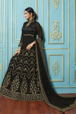 Gorgeous Black Georgette Anarkali Suit With Resham Work
