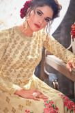 Resham Embroidered Silk Yellow Color Anarkali Gown