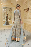 Golden With Manatee Color Silk Embroidered Anarkali Gown