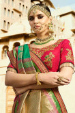 Parrot Green Banarasi Silk Saree With Silk Blouse