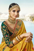Yellow Silk and Banarasi Silk Saree With Silk Blouse
