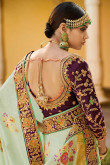 Pastel Green Silk and Banarasi Silk Saree With Silk Blouse