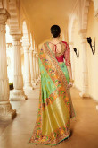 Green Silk and Banglori Silk Saree With Silk Blouse