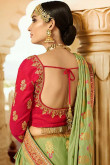 Light Green Silk and Banarasi Silk Saree With Silk Blouse