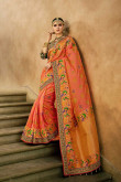 Orange Silk and Banarasi Silk Saree With Silk Blouse