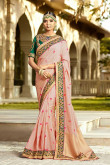 Pink Silk and Banarasi Silk Saree With Silk Blouse