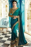 Peacock Blue Silk Saree With Silk Blouse