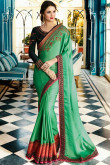 Parrot Green Silk Saree With Silk Blouse