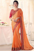 Prachi desai orange Silk Saree With Banglori silk Blouse