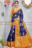 Blue Banarasi Silk Saree With Jacquard Blouse