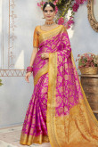 Pink Banarasi Silk Saree With Jacquard Blouse