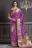 Purple Silk Saree With Nylon Silk Blouse