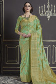 Green Silk Saree With Nylon Silk Blouse