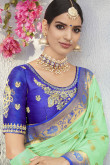 Green Banarasi Silk Saree With Jacquard Blouse