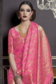 Pink Silk Saree With Nylon Silk Blouse