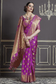 Purple Silk Saree With Nylon Silk Blouse