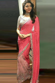 Bollywood Kajal Aggarwal Pink Georgette And Net Saree
