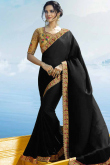 Black Saree with Beige Blouse