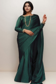 Plain Silk Plus Size Bottle Green Wedding Saree
