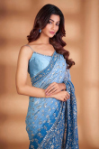 Light Blue Sequins Embroidered Omber Georgette Saree 