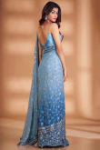Light Blue Sequins Embroidered Omber Georgette Saree 