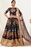 Satin Black Lehenga With Zari Embroidery