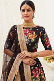 Satin Black Lehenga With Zari Embroidery