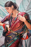 Satin Crape Multi Color Printed Casual Wear Saree 