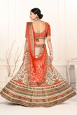 Satin Cream Printed Panelled Style Lehenga