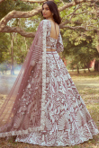 Satin Dusty Mauve Dori Embroidered Panelled Style Lehenga