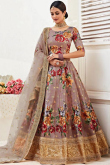 Satin Dusty Pink Lehenga With Digital Print 