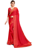 Satin Indian Wear Saree In Red Color