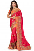 Satin Party Wear Saree In Cerise Pink Color