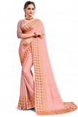 Satin Party Wear Saree In Pastel Pink Color