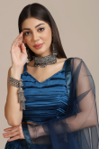 Satin Peacock Blue Lehenga
