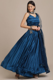 Satin Peacock Blue Lehenga