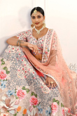 Satin Printed Creamy Pink Panelled Style Lehenga